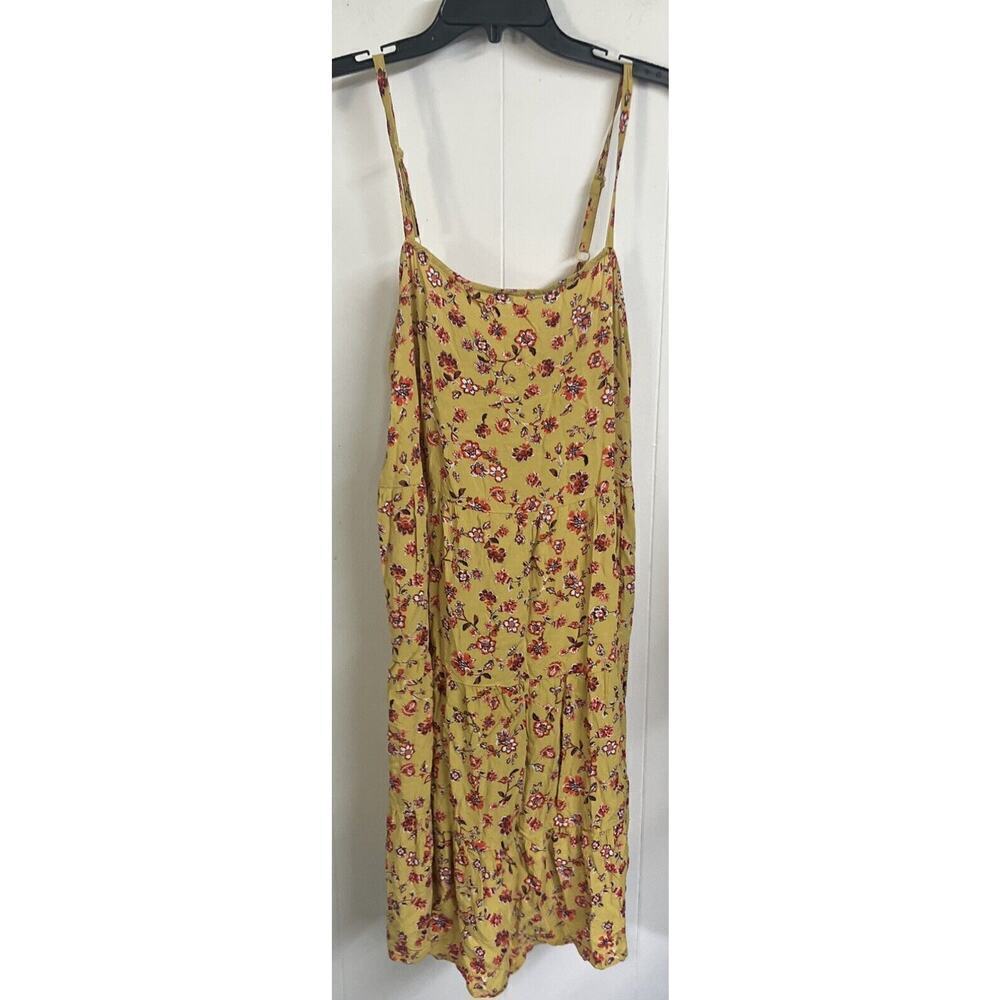 EUC Old Navy Sundress Womens XL Tall Yellow Floral Spaghetti Strap Adjustable